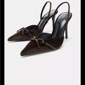 Zara Dark Brown Pointed Slingback Heels